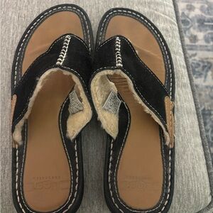 UGG Black and Tan Cozy Slides